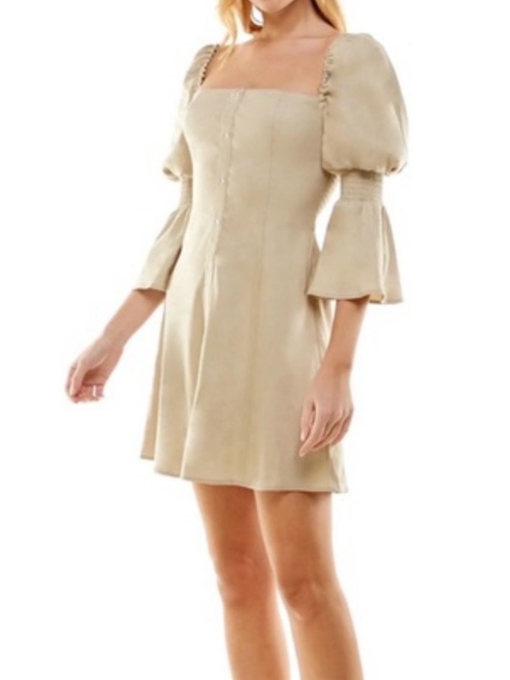 Wayf Juliet Sleeve Linen Blend Dress NWTS